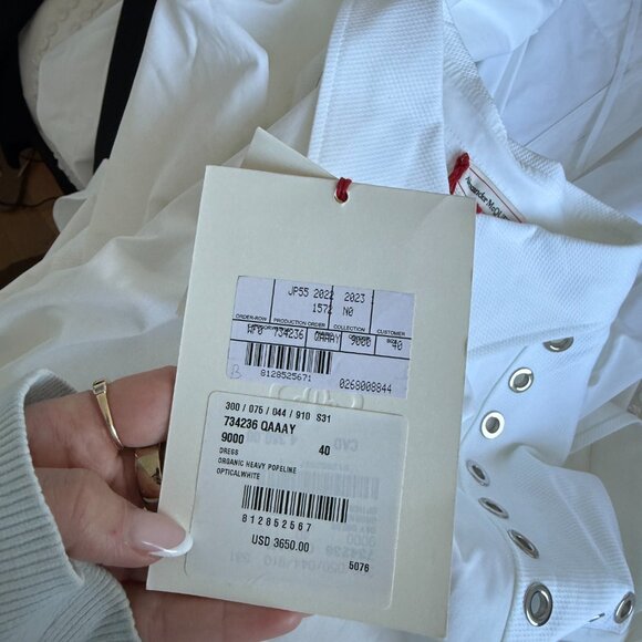 NWT Alexander McQueen A-line Midi Shirt Dress White Cotton Poplin Metal Eyelets - Picture 3 of 12